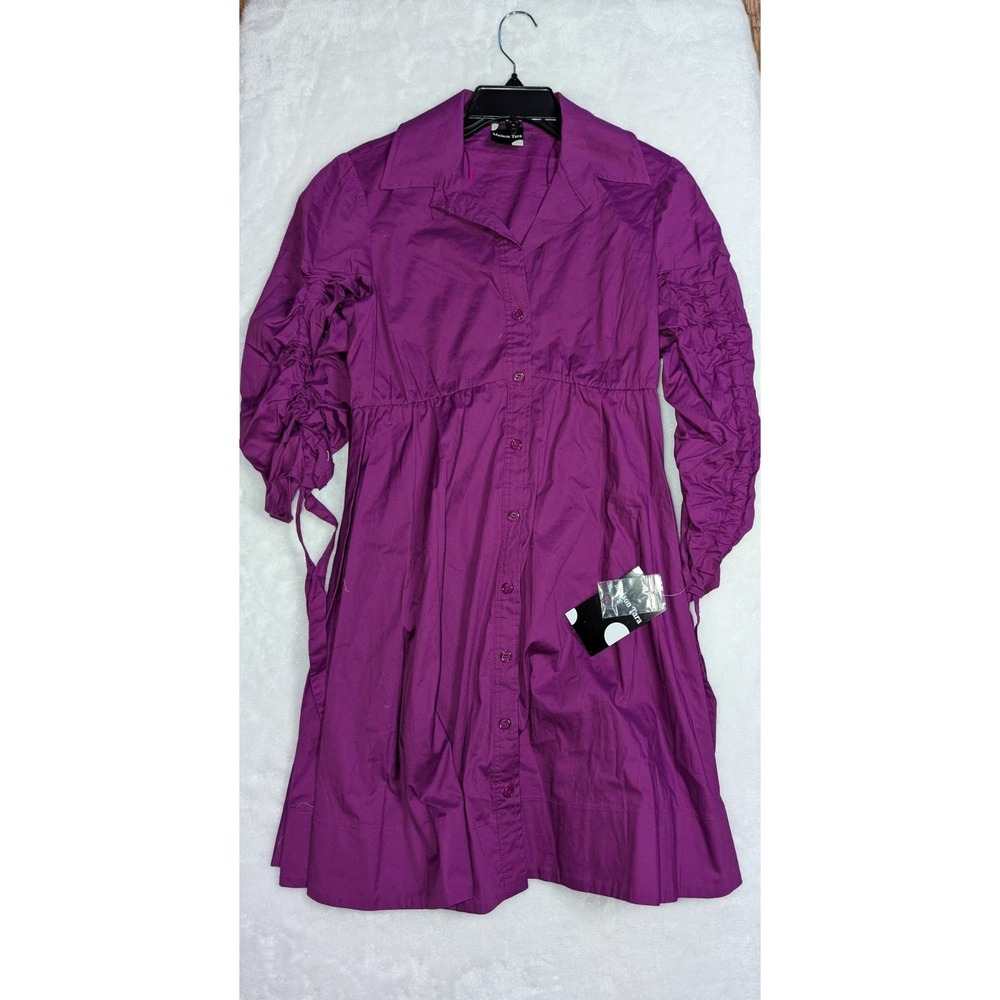 Maison Tara Women's Ruched-Sleeve A-line‎ Shirtdress Orchid Size 6